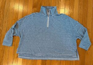Splendid blue & white striped half-zip pullover Mock Neck Top Size Small